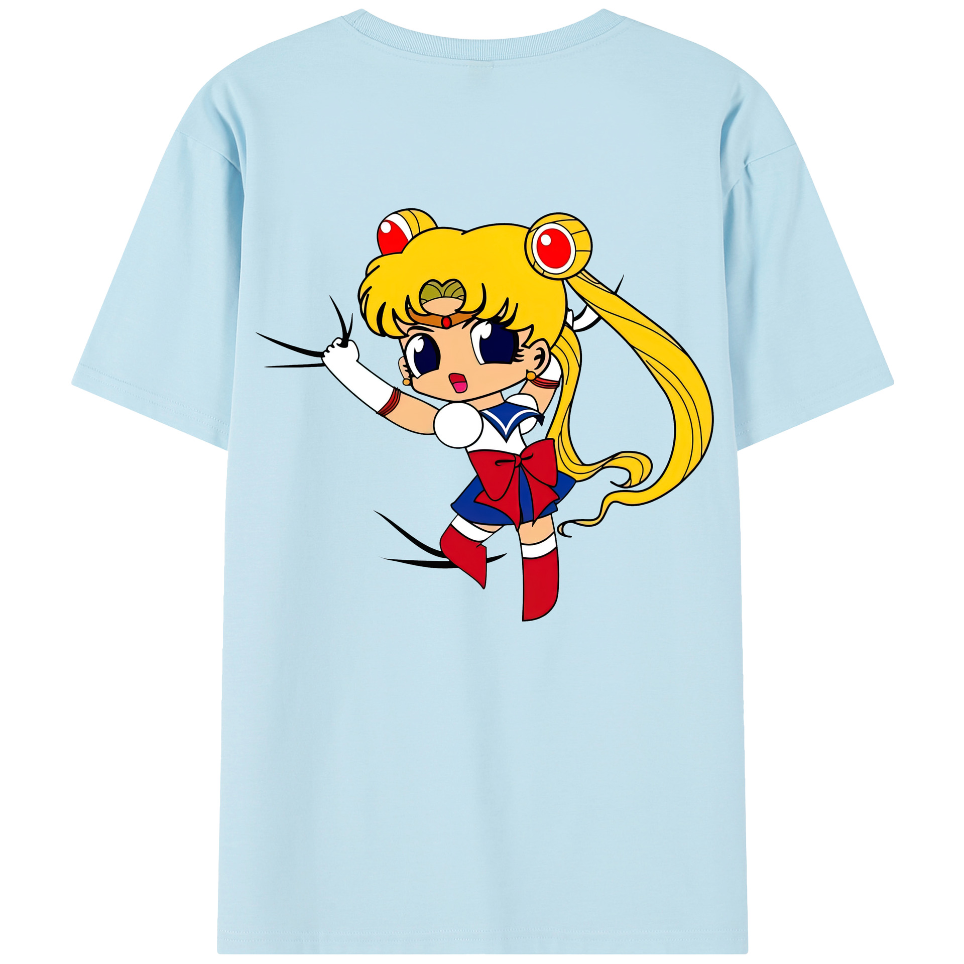 （画像用） 美少女戦士セーラームーン 月野 うさぎ つきの うさぎ Sailor Moon Tsukino Usagi 綿100％半袖Tシャツ（背面プリント）